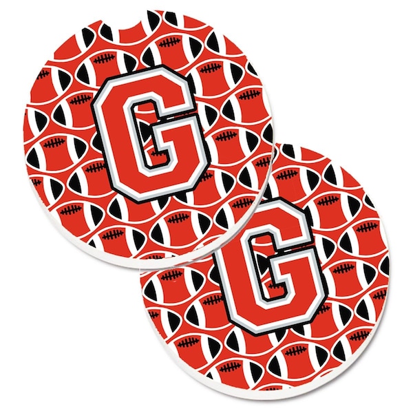 Carolines Treasures Letter G Football Scarlet and Grey Cup Holder Car Coaster, PK2 CJ1067-GCARC - main